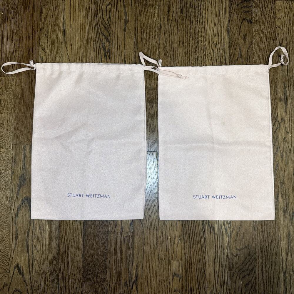 Stuart Weitzman Beige Drawstring Shoe Dust Bags Pouch Storage Bag - Set Of Two
